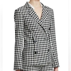 10 Crosby Derek Lam Black and White Gingham Double-Breasted Blazer